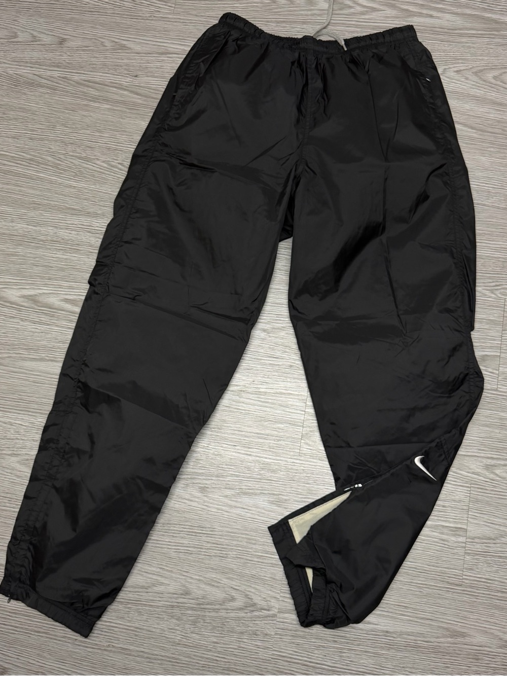 Vintage 90s Nike White Tag Windbreaker Track Pants Black Zip Ankle Mens M Baggy